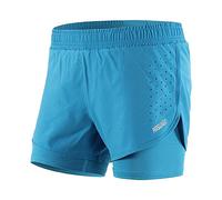 Lixada Women Running Shorts 2-in-1 Double Layer Elastic Waistband Sport Shorts No-Chafing Quick Drying Breathable Workout Fitness Active Yoga Jogging Shorts