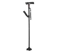 LIXBD Collapsible Folding Cane LED Lightweight Adjustable Portable Hand Walking Stick with Alarm for Man Woman (Color : Black)