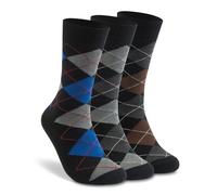 LIXIA Men's Thin Merino Wool Crew Socks Winter Warm Breathable, 3 Pairs - Argyle, One Size