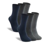 LIXIA Womens Thin Merino Wool Crew Socks Warm Breathable Winter Boot Liners Cozy Thermal Casual for Dress Trousers, 6 Pairs - Dark Grey/Navy Blue/Grey, One size