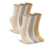 LIXIA Womens Thin Merino Wool Crew Socks Warm Breathable Winter Boot Liners Cozy Thermal Casual for Dress Trousers, 6 Pairs - Cream White/Light Grey/Beige, One size