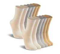 LIXIA Women's Thin Merino Wool Socks Mid-calf Light Weight Cozy Warm Breathable Multi Colors Daily Wear Stockings, 6 Pairs - White/Beige/Light Grey, One Size