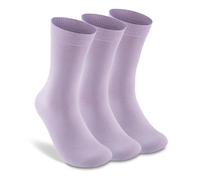 LIXIA Women's Thin Merino Wool Socks Mid-calf Light Weight Cozy Warm Breathable Multi Colors Daily Wear Winter Liners, 3 Pairs - Light Purple, One size