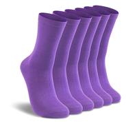 LIXIA Women's Thin Merino Wool Socks Mid-calf Light Weight Cozy Warm Breathable Multi Colors Daily Wear Stockings, 3 Pairs - Purple, One Size