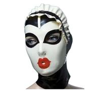 LIXIAAOOKWEDG 100% Latex Hood Rubber Gummi Freak Mouth Crown Halloween Masks Customized ,white,S
