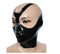 LIXIAAOOKWEDG 100% Latex Mask Gummi Rubber Half Face Hood Custom Made Cosplay Handmade Headwear ,black,L