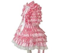 LIXIAAOOKWEDG Pink Satin Dress Sissy Lolita Japanese Maid Gothic Role-playing Lockable Customization