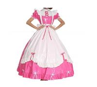 LIXIAAOOKWEDG Sissy Gothic Bow Pink PVC Lockable Dress Crossover Long Sleeves Role Play Customization,Pink,XXL