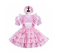 LIXIAAOOKWEDG Womens Mens Sissy Pink Satin French Maid Dress Cosplay Costume Lockable Customizable Sissy Maid Outfit,Pink Mens,XXXL