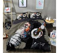 lixiaochao 3D printed bed quilt cover cartoon monkey Duvet Cover Set Double Soft microfiber bedding (Double size 200x200cm, 1 quilt cover + 2 pillowcases)