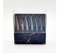 LIXIMMAZN 6-Hole Acrylic Tweezers Display Stand, Dust-proof Tweezers Holder Shelf, Storage Rack Eyelash Extension Box with Cover for Beauty Salon (Black Marble)