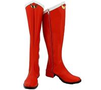 Lixinya Anime Knee-High Warrior Red Cosplay Shoes Halloween Carnival Cosplay Long Boots Red Women, red, 5 UK