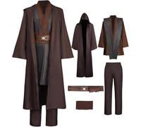 Lixinya Tunic Anime Hooded Robe Full Set Halloween Carnival Party Hooded Cosplay Costume Medieval Suit Tunic Set Men Coffee L