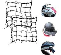 LiXiongBao 2 Pack 6 Hooks 15 x 15 Inches (40 x 40 cm) Motorcycle Cargo Net for Helmet Motorcycle Bicycles Elastic Bungee Cord Cargo Net Luggage Mesh Bungee Net Storage Tie Down Adjustable (Black)