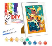 Lixkuokuo Painting by Numbers with Frame for Children from 6 Years, Junior and Adult Beginners, 18 x 24 cm Small Cartoon Painting Craft Set with Canvas Brushes Acrylic Paints, DIY Art Painting Craft