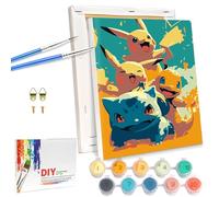 Lixkuokuo Painting by Numbers with Frame for Children from 6 Years, Junior and Adult Beginners, 18 x 24 cm Small DIY Cartoon Anime Painting Craft Set with Canvas Brushes Acrylic Paints for Boys Girls