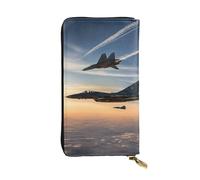 LIXLZH Aircraft Fighter Jets Print Cash Wallet Women Men,Leather Coin Purse Credit Card Holder,Organizer Zipper Wallet, Black, One Size, Black, One Size