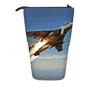 Lixlzh Aircraft Fighter Jets Print Telescopic Standing Pencil Bag Polyester Pen Holder Stationery Office Organizer Box, Black, One Size, Art Deco