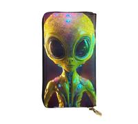 LIXLZH Alien Planet Print Cash Wallet Women Men,Leather Coin Purse Credit Card Holder,Organizer Zipper Wallet, Black, One Size, Black, One Size