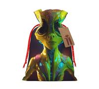 LIXLZH Alien Planet Print Christmas Bag Drawstring Bags Women Men Xmas New Year Party Bags Party Favors Bag