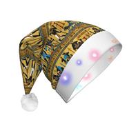 LIXLZH Ancient Egypt Tribe Series Print Adult Led Christmas Hat Festive Party Accessory Santa Hats Holiday Celebrations