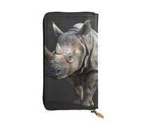 LIXLZH animal rhino Print Cash Wallet Women Men,Leather Coin Purse Credit Card Holder,Organizer Zipper Wallet, Black, Black, One Size, Black, One Size