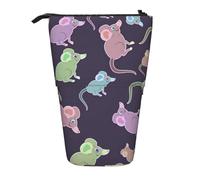 Lixlzh animals-Cute Mousepad,MouseMat Print Telescopic Standing Pencil Bag Polyester Pen Holder Stationery Office Organizer Box, Black, One Size, Art Deco