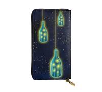 LIXLZH Beautiful bottle of under the night sky Print Cash Wallet Women Men,Leather Coin Purse Credit Card Holder,Organizer Zipper Wallet, Black, One Size, Black, One Size