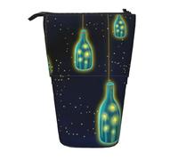 Lixlzh Beautiful bottle of under the night sky Print Telescopic Standing Pencil Bag Polyester Pen Holder Stationery Office Organizer Box, Black, One Size, Art Deco