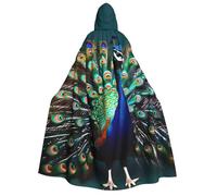 LIXLZH Beautiful Peacock Print Men And Women Adult Hooded Cloak Cosplay Halloween And Christmas Carnival Theme