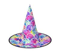 LIXLZH Beautiful Rainbow Colors Mermaid Print Hat Party Supplies Costume Accessories Wizards Masquerade Halloween Hat Pointed Hat
