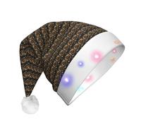 LIXLZH Black And Gold Flowers Print Adult Led Christmas Hat Festive Party Accessory Santa Hats Holiday Celebrations
