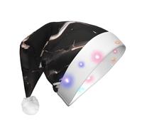 LIXLZH Black Rose Gold Marble Print Adult Led Christmas Hat Festive Party Accessory Santa Hats Holiday Celebrations