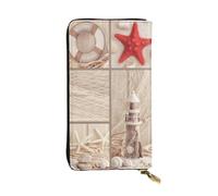 LIXLZH Boat Beach Starfish Shell Print Cash Wallet Women Men,Leather Coin Purse Credit Card Holder,Organizer Zipper Wallet, Black, One Size, Black, One Size