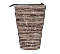 Lixlzh Brick Wall. Print Telescopic Standing Pencil Bag Polyester Pen Holder Stationery Office Organizer Box, Black, One Size, Art Deco
