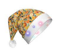 LIXLZH Citrus Fruit Pattern Print Adult Led Christmas Hat Festive Party Accessory Santa Hats Holiday Celebrations
