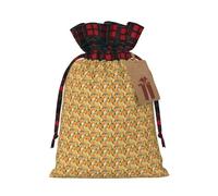 LIXLZH Citrus Fruit Pattern Printing Xmas Drawstring Gift Bag Reusable Christmas Wrapping Festive Needs Packaging Bags