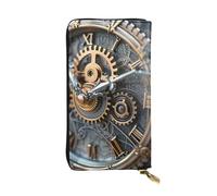 LIXLZH Clock Gear Print Cash Wallet Women Men,Leather Coin Purse Credit Card Holder,Organizer Zipper Wallet, Black, One Size, Black, One Size