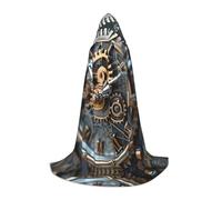 LIXLZH Clock Gear Print Men Women Hooded Cloak Themed Variety For Halloween Carnival Cosplay And Parties, Black, Medium