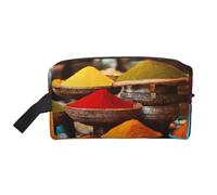 LIXLZH condiments Spices Print Make Up Bag Purses Accessories Organizer Portable Travel Toiletry Pouch Storage Bag, White, One Size, White, One Size