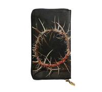 LIXLZH Crown of thorns Print Cash Wallet Women Men,Leather Coin Purse Credit Card Holder,Organizer Zipper Wallet, Black, One Size, Black, One Size