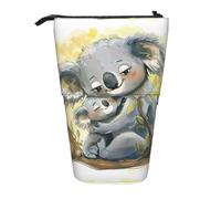 Lixlzh Cute Koala Mom and Baby Print Telescopic Standing Pencil Bag Polyester Pen Holder Stationery Office Organizer Box, Black, One Size, Art Deco