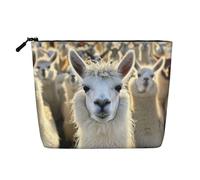 LIXLZH Cute Llama Print Portable Travel Cosmetic Makeup Pouch Bag Single layer Makeup Organizer Zipper Pouch, Black, One Size, Black, One Size