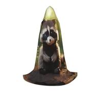 LIXLZH Cute Raccoon Print Men Women Hooded Cloak Themed Variety For Halloween Carnival Cosplay And Parties, Black, S