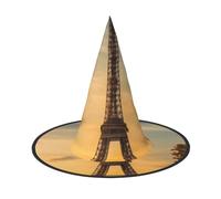 LIXLZH Eiffel Tower Paris Autumn Print Halloween Witch Hat Carnival Costume Accessory Cap Foldable For Parties Roleplaying