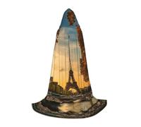 LIXLZH Eiffel Tower Paris Autumn Print Men Women Hooded Cloak Themed Variety For Halloween Carnival Cosplay And Parties