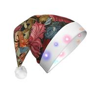 LIXLZH Flowers And Butterfly Print Adult Led Christmas Hat Festive Party Accessory Santa Hats Holiday Celebrations
