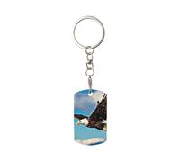 LIXLZH Flying Eagle Print Cute Keychains Car Key Chains Double Side Tags Rectangle Women Men Pendant Keyring, White, One Size, White, One Size