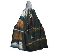 LIXLZH Flying Eagle Print Men And Women Adult Hooded Cloak Cosplay Halloween And Christmas Carnival Theme