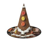 LIXLZH Gingerbread Man Candy Print Halloween Witch Hat Carnival Costume Accessory Cap Foldable For Parties Roleplaying, Black, 2 PCS